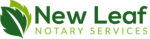 New Leaf Notary Services Logo - 2 tone green leaf with words