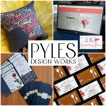 PDW Portfolio Samples:  Pillow, Website, Invitation, Business Cards