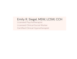 Emily R. Siegel, LCSW, CCH, Psychotherapy & Hypnotherapy